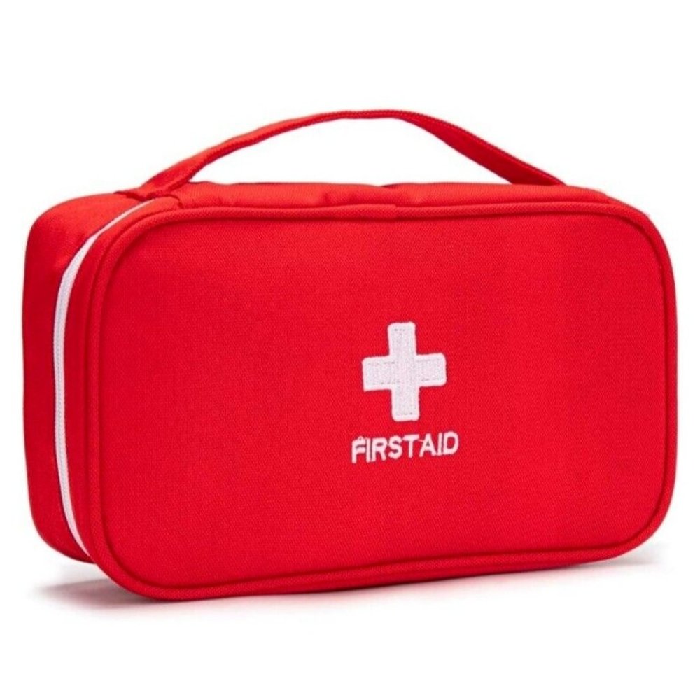 First Aid Kit, Red & White Survival Bag Travel Aid Box, Foldable Carry On, New